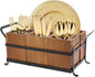 Silverware Caddy Acacia Wood Silverware holder for Party Utensil Caddy with Metal Handle Paper Plate Organizer Cutlery Holder Flatware Organizer for Spoons Forks Napkins