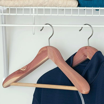 Household Essentials CedarFresh Deluxe Cedar Coat Hanger with Fixed Bar, Red,natural