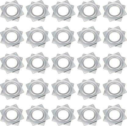 25 Pack 4 Inch Lazy Susan Hardware Kit, Zinc-Plated Swivel Plate, Square Rotating Bearing Turntable for Serving Trays, Kitchen Storage Racks, Craft Project