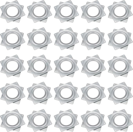 25 Pack 4 Inch Lazy Susan Hardware Kit, Zinc-Plated Swivel Plate, Square Rotating Bearing Turntable for Serving Trays, Kitchen Storage Racks, Craft Project