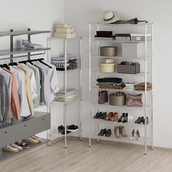14" Deep x 42" Wide x 86" Height Wire Shelving Kit | 8-Tier | NSF Commercial Storage Rack Unit