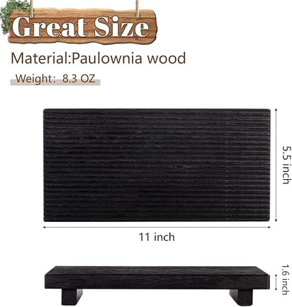 Bathroom Tray Farmhouse Decor Pedestal Stand Wood Riser Display Kitchen Accessories Soap Holder for Sink, Counter, Vanity, 11 * 5.5 Black