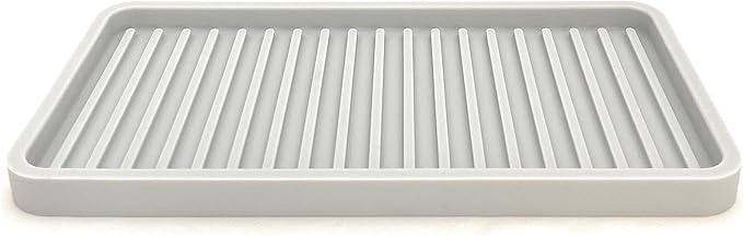 Silicone Sink and Surface Organizer Tray, Sponge Holder, Vanity Tray, Trivet, Heat Safe, Dishwasher Safe, for Bathroom and Kitchen Organization (Light Grey, 10"x5.25")