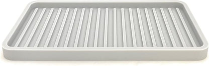 Silicone Sink and Surface Organizer Tray, Sponge Holder, Vanity Tray, Trivet, Heat Safe, Dishwasher Safe, for Bathroom and Kitchen Organization (Light Grey, 10"x5.25")