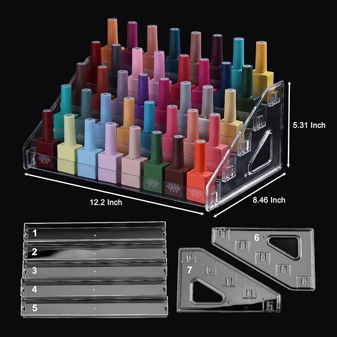 SUTOKAKA Nail Polish Organizer Clear Acrylic Eyeglasses Display Holder Essential Oil Storage Rack Makeup Stand Tray - 5 Layer