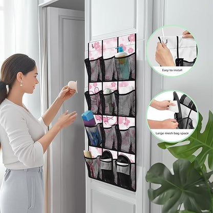 Axolotl Cherry Blossom Over The Door Shoe Organizers with 12 Mesh Pockets Baby Organizer Storage Hanging Shoe Organizer Shoe Holder Rack for Toddler Girl Room Craft Room Bedroom