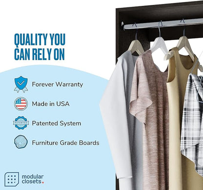 Medium Hanging Closet Unit - Modular Closet System For Hanging - Corner Closet System - Closet Organizers And Storage Shelves (Grey, 24 inches Wide) Closet Shelves