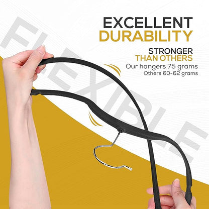 Techzoo Premium Velvet Hangers 30 Pack Ultra Thin Non Slip Adult Felt Space Saving Suit Hanger for Closet Heavy Duty Coat Pants Jackets Dress Hangers 360° Swivel Hook Hold Upto 10 lbs Black