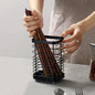 Stainless Steel Kitchen Utensil Holder Countertop, Drying Caddy, Cutlery Drainer, Rust-Proof Organizer (Black Plus)