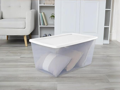 Storage Bin 90 Quart 2-Pack, Clear Plastic Stackable Storage Box with Lid, Storage Containers for Closet, Toy & Food, Moving Bin & Totes, Organization Packing Box