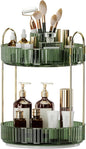 360° Rotating Makeup Organizer, Large-Capacity Skincare Make Up Storage 2 Tier Perfume Organizers Cosmetic Dresser Organizer with Makeup Brush Holder, Fits Bedroom, Bathroom, Vanity Shelf Countertop