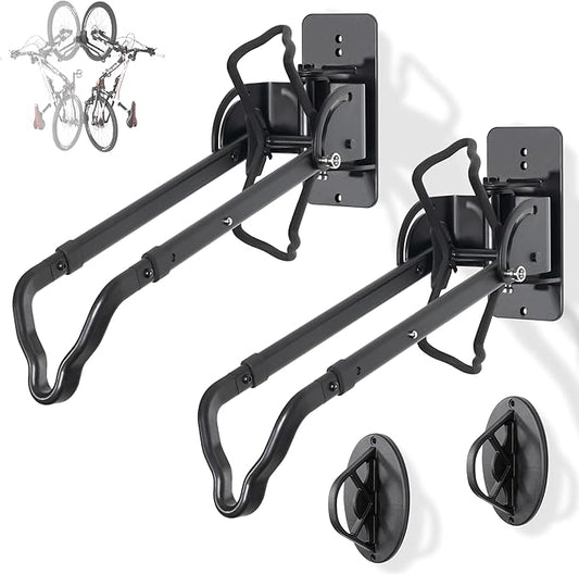 CyclingDeal Swivel Bike Wall Mount Rack - Vertical Adjustable Foldable Bicycle Parking Rack with Wheel Holder - for 20"-29" MTB 700C Road Bikes Home Garage Storage