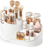 Anyoifax 360 Rotating Makeup Brush Holder Organizer with Divider 5 Slots Make Up Brushes Cup Flower-Shaped Spinning Pen Holder for Vanity, Cosmetics, Lipsticks, White