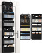 Over Door Organizer, 6 Shelf Camper Storage for RV Bathroom, Behind The Door Storage, Hanging Organizers for Toy Diaper Bedroom Closet (Black)