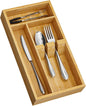Yofidra Bamboo Silverware Organizer, 12.6 x 6.97 x 1.96 Inches Kitchen Utensil Drawer Organizer, Silverware Tray for Drawer with Fixed Slots for Spoons, Forks & Knives, Natural