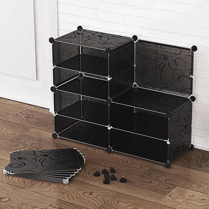 Free Standing Shoe Racks DIY Shoe Organizer Stackable Shoe Cabinet for Closet Entryway Living Room Small Space Shoe Shelves Clear Door Easy Assembly