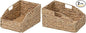 eHemco Trapezoid Woven Hyacinth Wicker Pantry Storage Baskets with Iron Wire Frame, 13.25"x9"x7/3.5", Natural, Set of 2