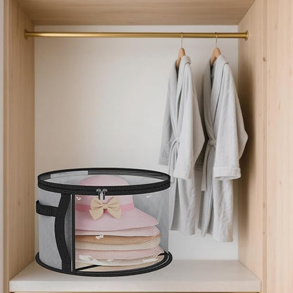 Oversized Clear Hat-Organizer Bag for Travel and Storage, Large Capacity Caps Cowboy Hat-Storage for Closet With Handles, Hat Box Storage for Women & Men (Grey)