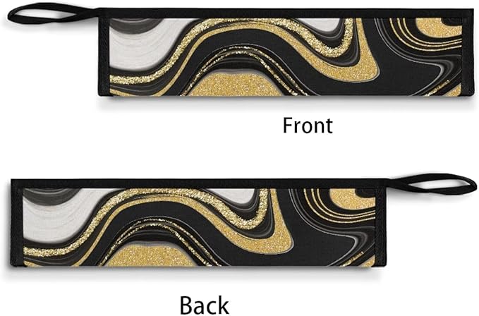 Portable Tableware Carrier Pouch Cutlery Bag Silverware Organizer Accessories for Travel Camp Party,Art Black Marble