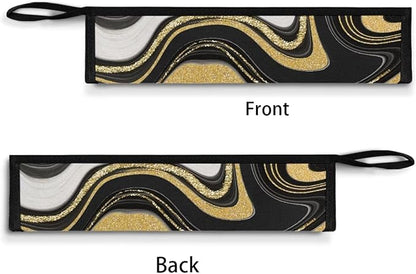 Portable Tableware Carrier Pouch Cutlery Bag Silverware Organizer Accessories for Travel Camp Party,Art Black Marble