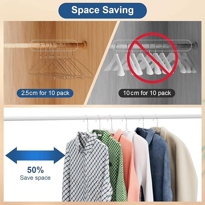 SPECILITE Metal Wire Hangers 100 Pack, Bulk for Commercial and Home, 16 Inch 12 Gauge Ultra Thin for Standard Size Clothes, Coats, Suits, Shirts-Chrome