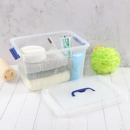 Anbers 12 Quart Clear Plastic Bin with Lid, Latching Box with Handle, Set of 1