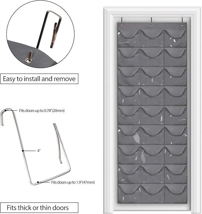 Dofilachy Hat Rack - Hat Organizer - Hat Racks for Baseball Caps, Visible Hat Holder - Baseball HatRack for Wall Door with 3 Hooks, 27 Deep Pockets