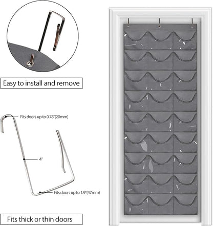 Dofilachy Hat Rack - Hat Organizer - Hat Racks for Baseball Caps, Visible Hat Holder - Baseball HatRack for Wall Door with 3 Hooks, 27 Deep Pockets