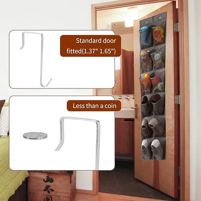 GOMAJI 12 Large Pockets Over The Door Hanging Shoe Organizer, LIGHT BROWN COLOR