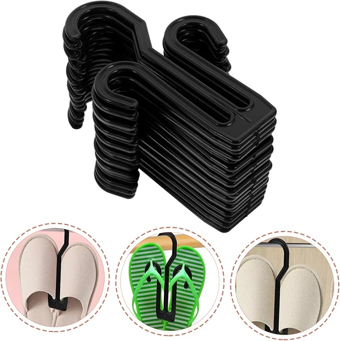 Cabilock 20pcs Shoe Hanger Display Rack for Slippers and Shoes Plastic Hanging Hooks Space-Saving Organizer for Home Use Easy to Install