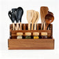 Kitchen Utensil Holder for Countertop with 4 Compartments Acacia Large Utensil Holder Wooden Storage for Cooking,Baking,Flatware Tool Kitchen Utensil Organizer. ﻿.