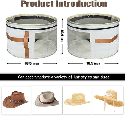 STARGAZ Oversized Clear Hat Storage Bag, Hat boxes for women storage, Cowboy hat storage, Hat accessories, hat organizer for closet, hat travel case with Handle, Holds Up to 10 Hats (White 1 Pack)
