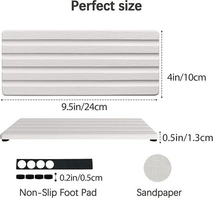 Diatomite Soap Dish, Water Absorbing Stone Tray, Kitchen Sink Organizer, Fast Drying Counter Holder (White, 9.5" x 4"/24 x 10cm)