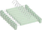 NORTHERN BROTHERS 30 Pack Plastic Pants Hangers with Clips, Adjustable Non-Slip Skirt Hangers for Women, Closet Hangers for Trousers & Shorts, Green