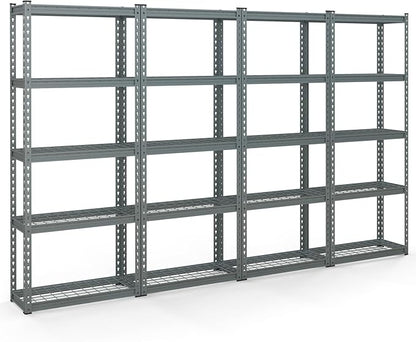 Goplus 5-Tier Metal Shelving Unit, 4 Pack Heavy Duty Wire Storage Rack with Anti-Slip Foot Pads, Height Adjustable Shelves for Warehouse, Kitchen, Living Room, Garage, 12" D x 27.5" W x 66" H