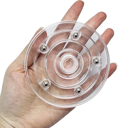 2Pcs 4” Small Clear Acrylic Turntable Organizer, Mini Rotating Organizer Swivel Plate for Bathroom Kitchen Cabinet Table Spice Rack Cake Pantry