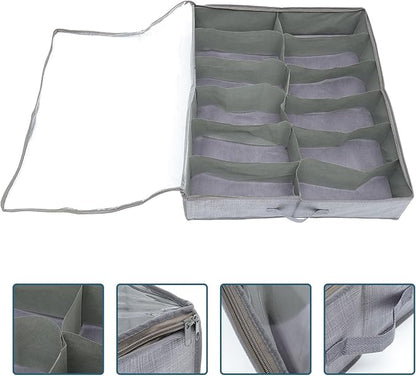 Foldable under Bed Shoe Storage Box Large Capacity Non-Woven Fabric Zipper Organizer for Home Closet Shoes Storage