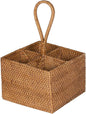 KOUBOO Laguna Rattan Bottle Caddy Storage Box for Kitchen with 4 Compartments, Home Organizer | Wicker Basket, Crate for Display, Bathroom, Farmhouse Decor, Vintage Style, Honey Brown