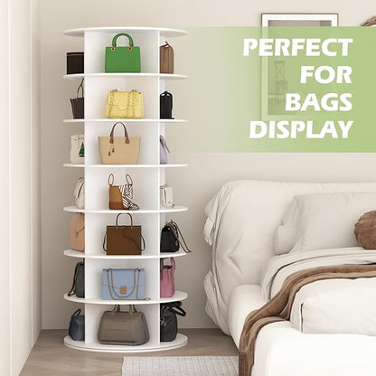 7-Tier Rotating Shoe Rack Tower, Free Standing 360° Revolving shoe organizer and storage hold over 56 pairs of shoes, lazy Susan shoe storage cabinet, Spinning room decor Shoe Display, 2 PCS (2)