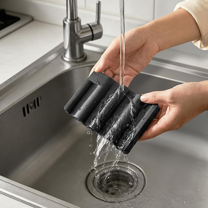 Silicone Soap Dish,Self Draining Soap Holder Perfect for Shower,Bathroom Sink,Kitchen Sink & Travel,Non-Slip Bar Soap Holder Extend Soap Life,Keep Soap Bars Dry & Easy Cleaning NBlack-1Pcs