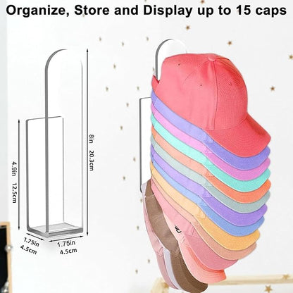 2PCS Hat Organizer for Baseball Caps,Acrylic hat rack for Men Women,Multi-Purpose Hat Holder,Strong Adhesive Hat Storage Wall Mounted Hat Rack for Door Closet,Hat Hangers No Drilling