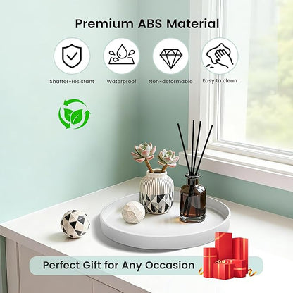 1 Pack 11" Bathroom and Vanity Tray, ABS Bathroom Counter Organizer, Coffee Table Decor for Perfume, Candles, Keys &More. Kitchen Countertop Organizer, Decorative Tray Soap Holder, White