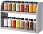 ROMGUAR CRAFT 2 Tier Bamboo Spice Rack, Countertop or Wall Mounting Wood Spice Jars Organizer Shelf for Kitche, Pantry (Grey)