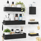 Kitsure Shower Caddy Adhesive - 6-Pack, No-Drilling Shower Shelves with Soap Holder, Toothbrush Holde, 6 Hooks, Rustproof & Stylish Bathroom Organizers and Storage Solution, Black, Large