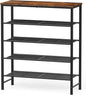 Kitsure Shoe Rack - 5-Tier Shoe Organizer with Wooden Top & Leveling Feet, Easy-Assembly, Rust-Resistant Metal Shoe Shelf for Closet, Entryway, Bedroom, 29.5" x 11.4" x 31.1", Brown