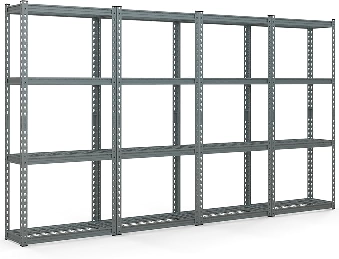 Goplus 4-Tier Metal Shelving Unit, 4 Pack Heavy Duty Wire Storage Rack with Anti-Slip Foot Pads, Height Adjustable Shelves for Warehouse, Kitchen, Living Room, Garage, 12" D x 27.5" W x 60" H