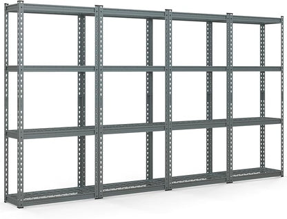 Goplus 4-Tier Metal Shelving Unit, 4 Pack Heavy Duty Wire Storage Rack with Anti-Slip Foot Pads, Height Adjustable Shelves for Warehouse, Kitchen, Living Room, Garage, 12" D x 27.5" W x 60" H
