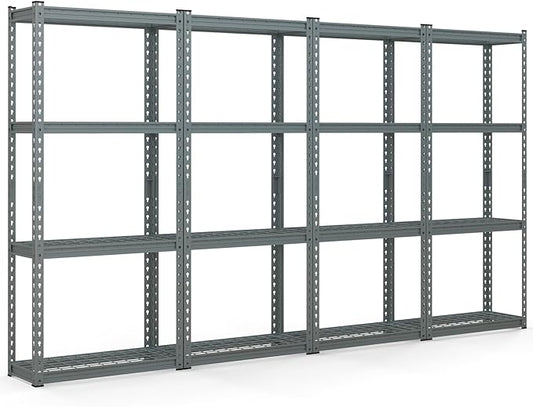 Goplus 4-Tier Metal Shelving Unit, 4 Pack Heavy Duty Wire Storage Rack with Anti-Slip Foot Pads, Height Adjustable Shelves for Warehouse, Kitchen, Living Room, Garage, 12" D x 27.5" W x 60" H