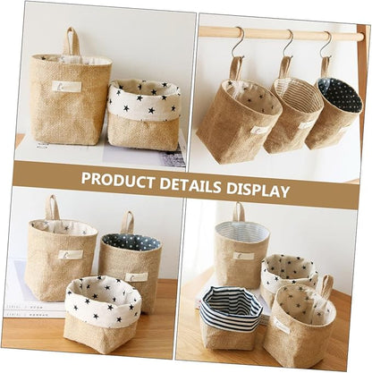 BESTYASH Japanese Style Yellow Cotton Linen Hanging Storage Bag Wall-Mounted Organizer Versatile Door Storage Pouch for Small Spaces and Easy Access