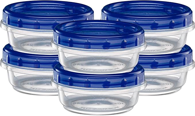ELEGANT DISPOSABLES Twist Top Deli Containers Food Storage Containers Blue Screw on Lid Reusable Stackable Leakproof Airtight, pack of 20-8 oz containers